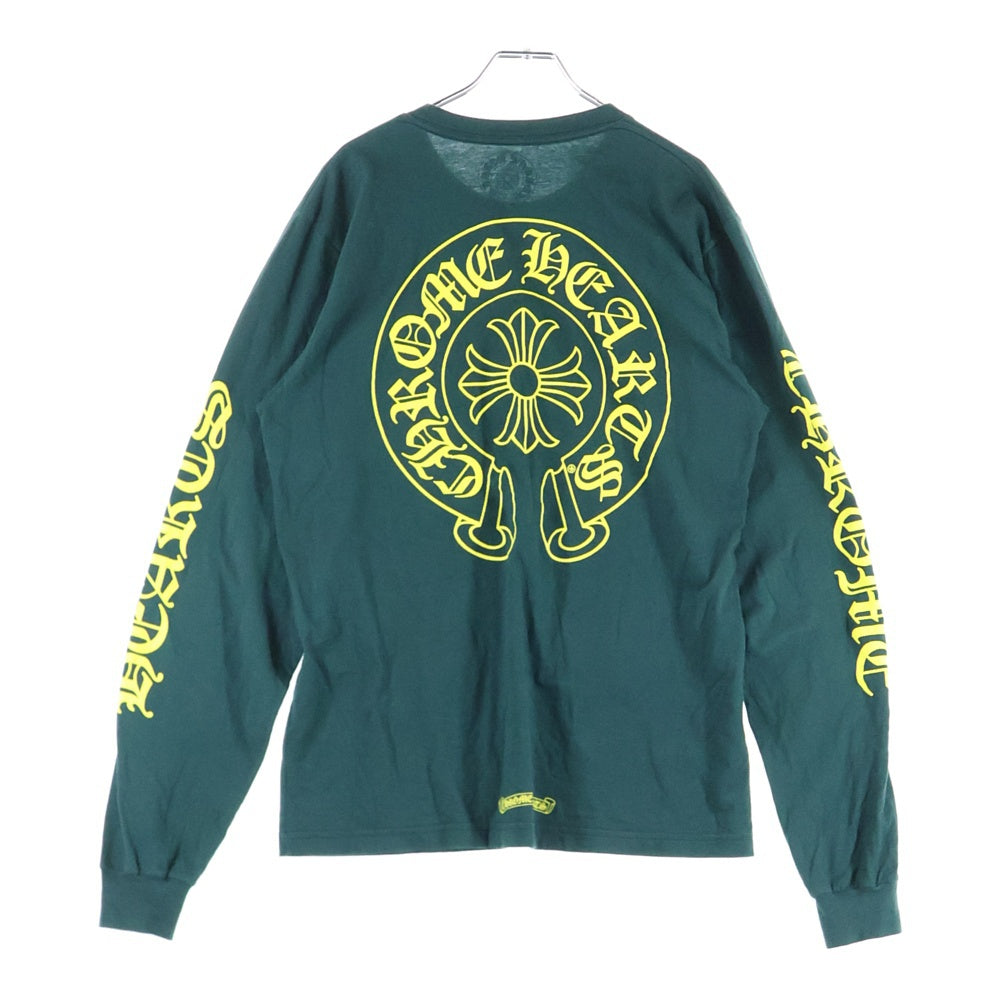 CHROME HEARTS(クロムハーツ) Back Scroll Logo LS Tee/バック ホース シュー プリント長袖Tシャツ グリーン