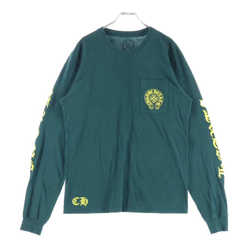CHROME HEARTS(クロムハーツ) Back Scroll Logo LS Tee/バック ホース シュー プリント長袖Tシャツ グリーン