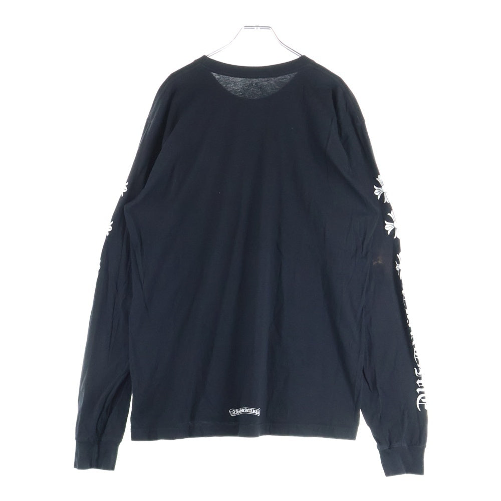CHROME HEARTS(クロムハーツ) アームCHプラスフォントロゴ ポケットラベルデザイン クルーネック長袖Tシャツカットソー ブラック