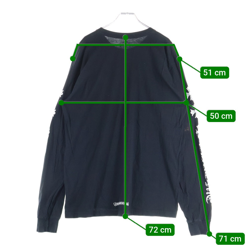 CHROME HEARTS(クロムハーツ) アームCHプラスフォントロゴ ポケットラベルデザイン クルーネック長袖Tシャツカットソー ブラック