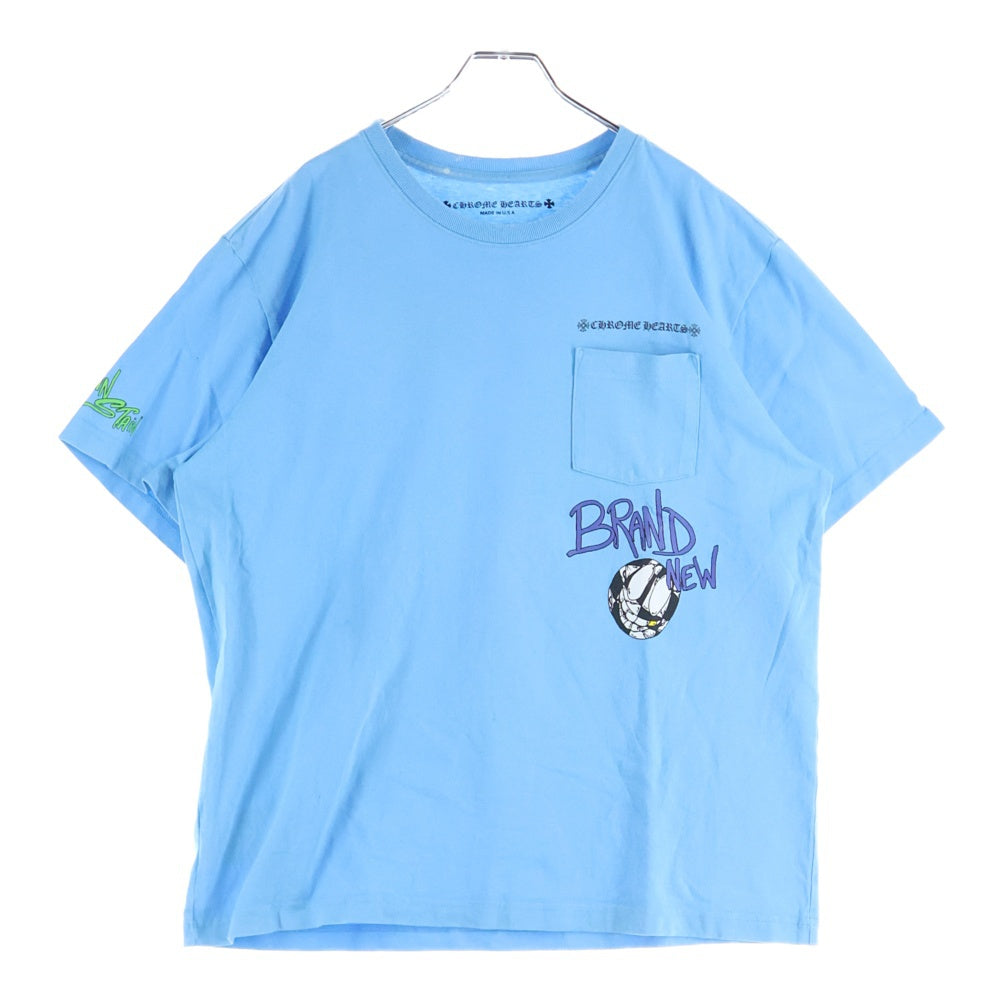 CHROME HEARTS(クロムハーツ) ×MATTY BOY BrainNew Tee ×マッティボーイ ブレインニュー 胸ロゴプリントポケットクルーネック半袖Tシャツカットソー ブルー