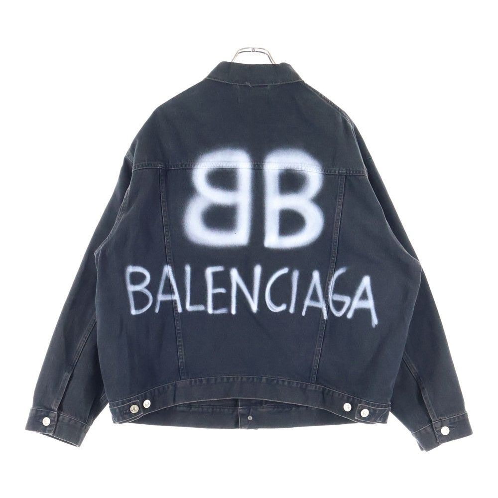 BALENCIAGA 22SS スプレープリント BB ロゴ デニムジャケット BALENCIAGA(バレンシアガ) Spray BB Logo Denim Jacket スプレー BB