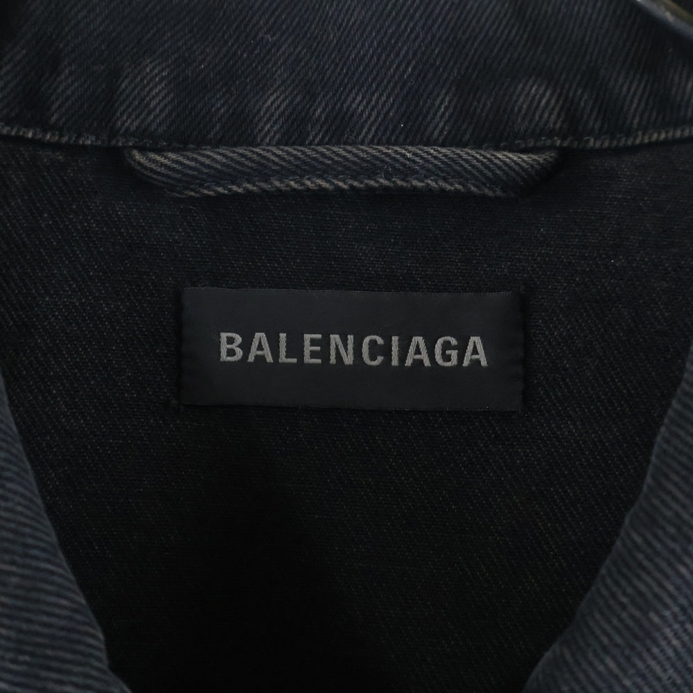 BALENCIAGA(バレンシアガ) Spray BB Logo Denim Jacket スプレー BBロゴ オーバーサイズデニム ジャケット ブラック 678354 TIWA2