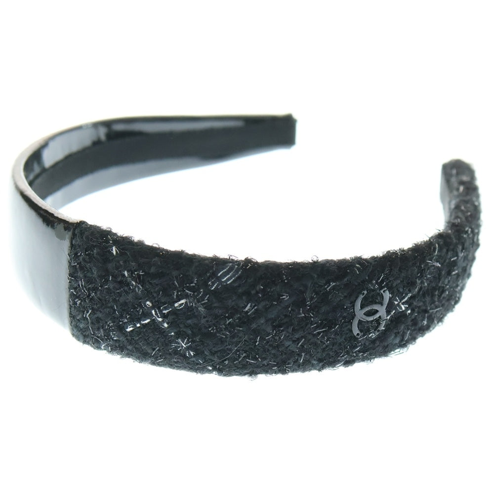 CHANEL(シャネル) ココマーク パテントツイード切替カチューシャ ブラック レディース