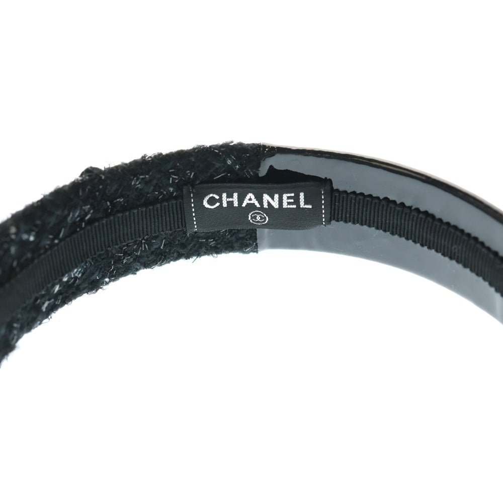 CHANEL(シャネル) ココマーク パテントツイード切替カチューシャ ブラック レディース