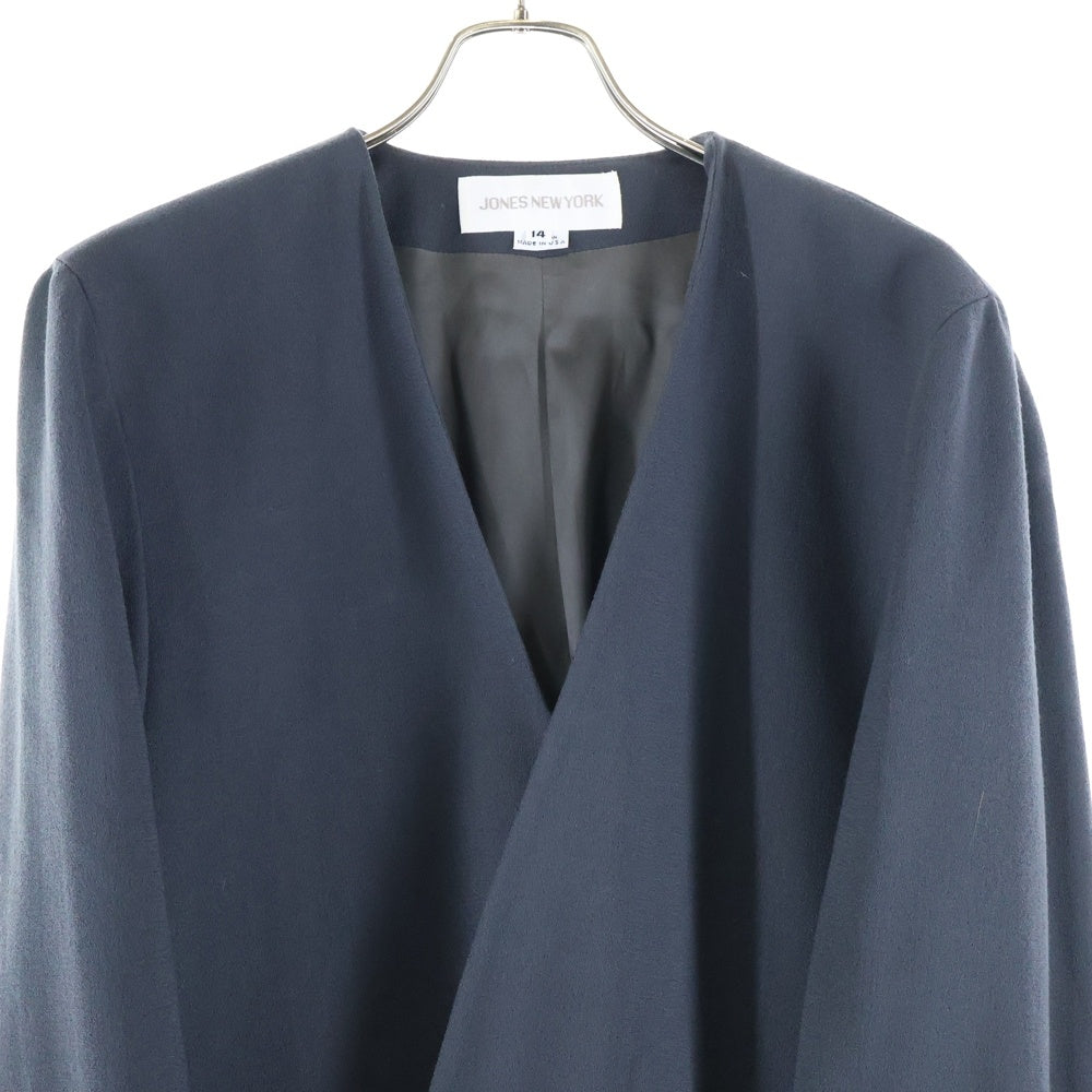 VINTAGE(ヴィンテージ) 90s JONES NEW YORK made in usa ノーカラーウールテーラードジャケット グレー