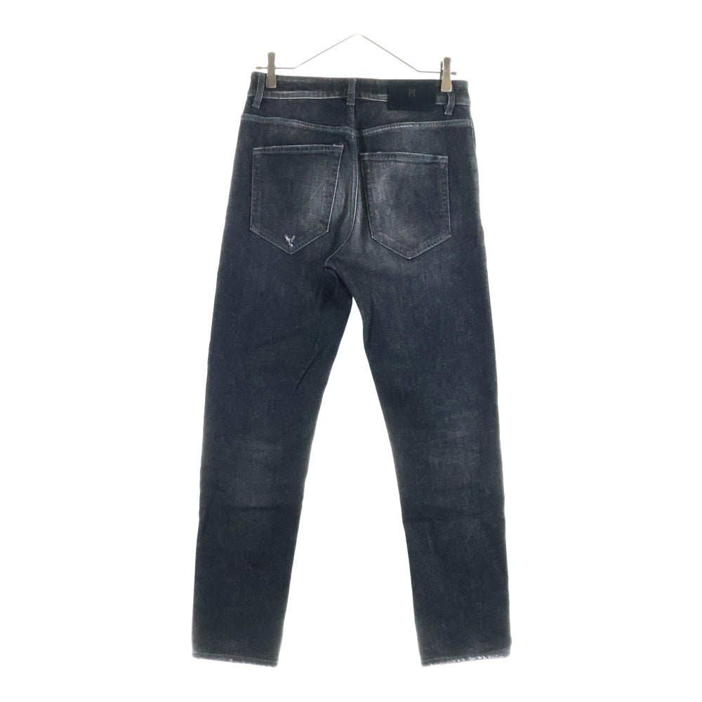 PT TORINO(ピーティートリノ) DENIM REGGAE PTD ダメージ加工テーパードブラックデニムパンツ ブラック C5TP05B0 OA3630