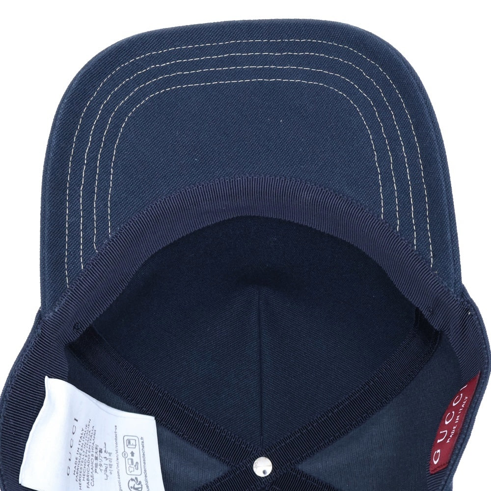 GUCCI(グッチ) フロントプリントロゴ キャンバス ベースボールキャップ ネイビー 813456 4HBE1