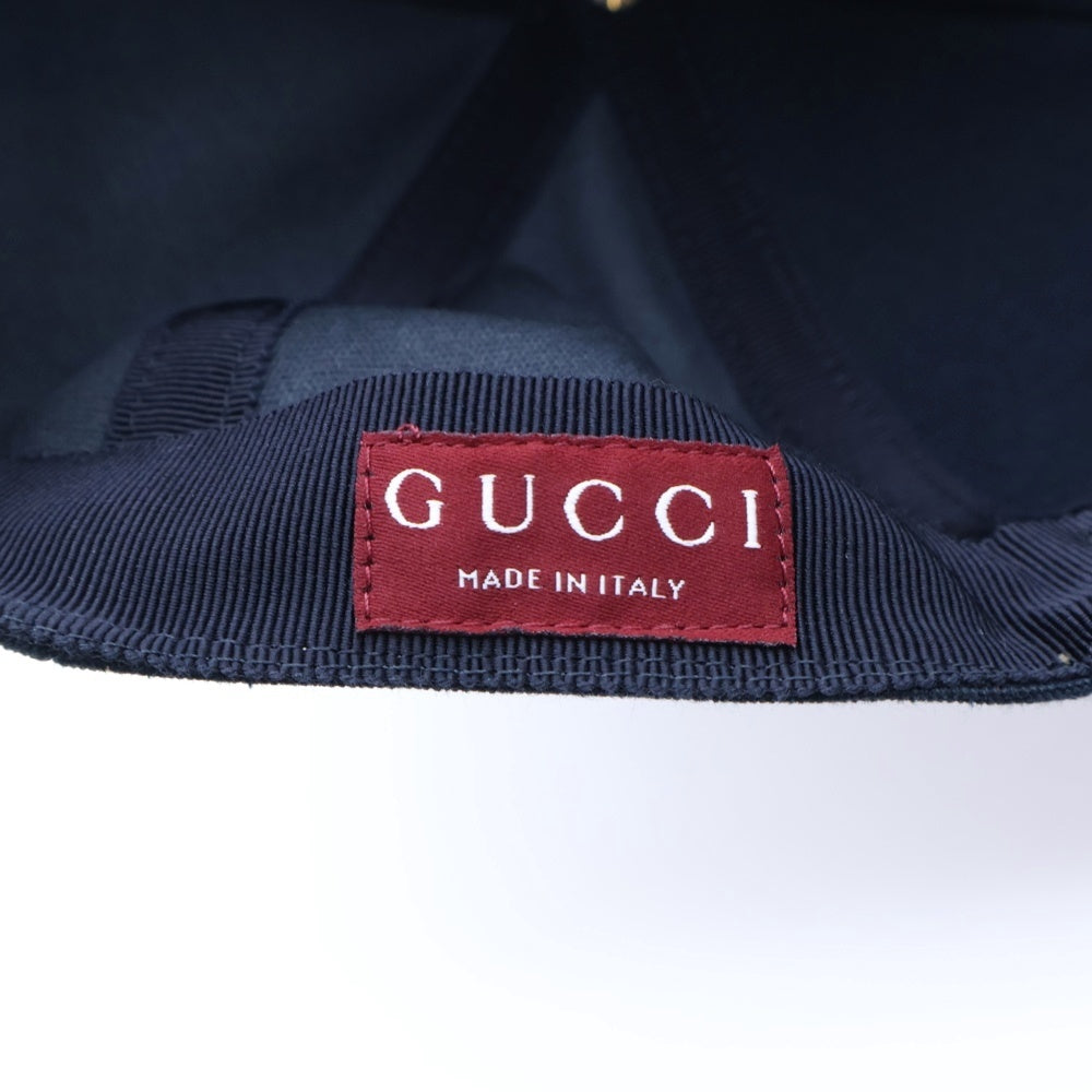GUCCI(グッチ) フロントプリントロゴ キャンバス ベースボールキャップ ネイビー 813456 4HBE1