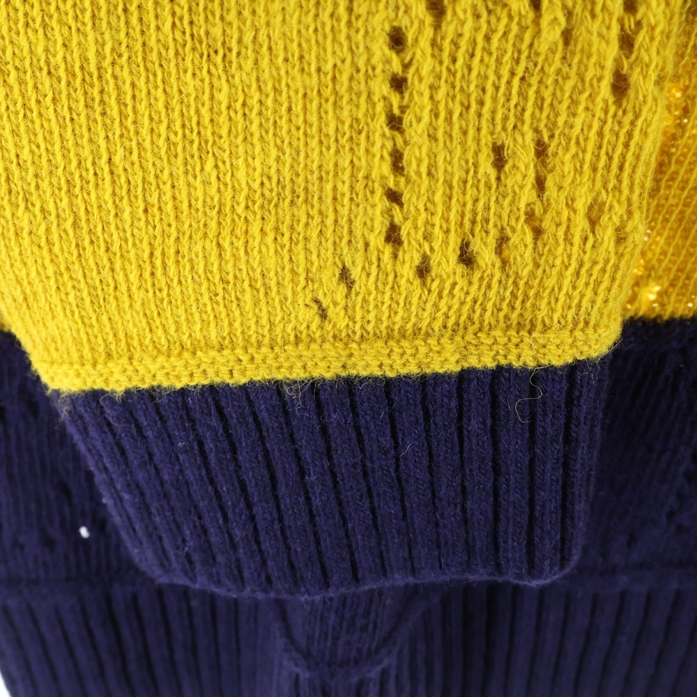 GUCCI(グッチ) GG柄 ボーダー ウール ニットセーター イエロー/ネイビー 751021 XKDFT