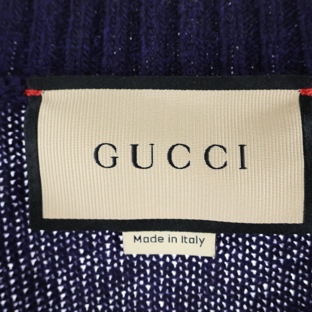 GUCCI(グッチ) GG柄 ボーダー ウール ニットセーター イエロー/ネイビー 751021 XKDFT