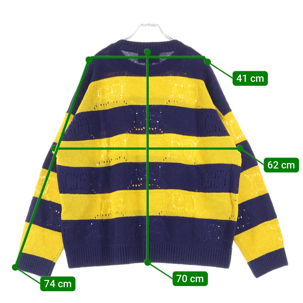 GUCCI(グッチ) GG柄 ボーダー ウール ニットセーター イエロー/ネイビー 751021 XKDFT