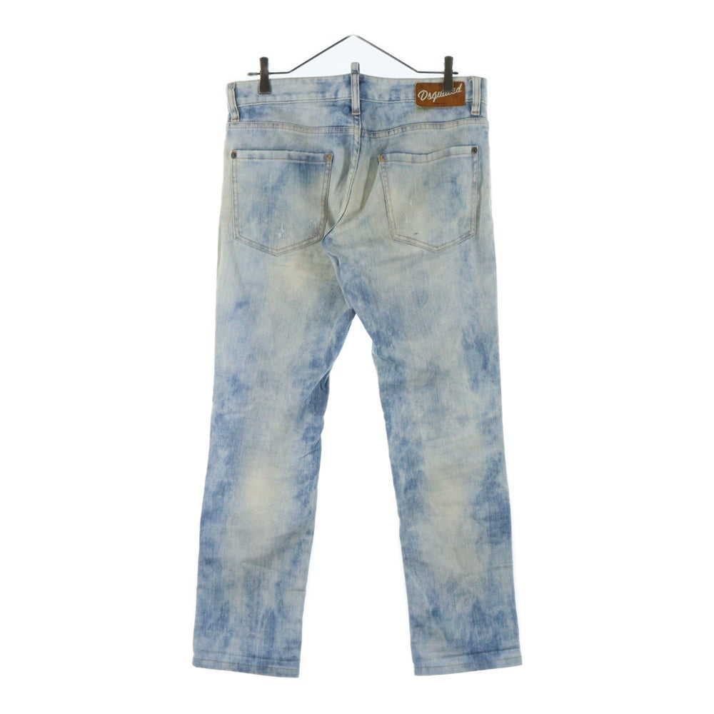 DSQUARED2(ディースクエアード) ボタンフライ ダメージ加工 ストレートデニムパンツ ジーンズ ライトブルー S71LA0638