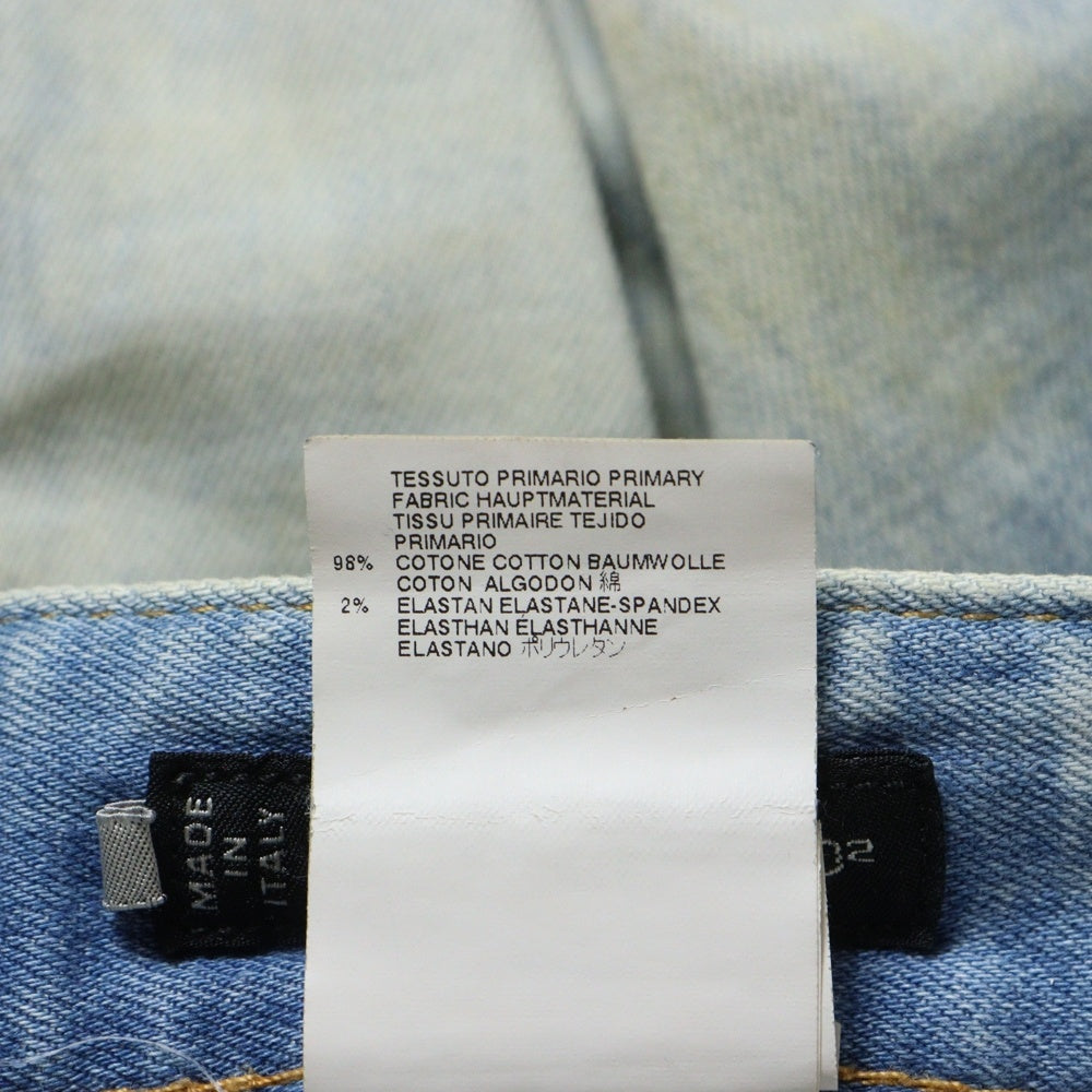 DSQUARED2(ディースクエアード) ボタンフライ ダメージ加工 ストレートデニムパンツ ジーンズ ライトブルー S71LA0638