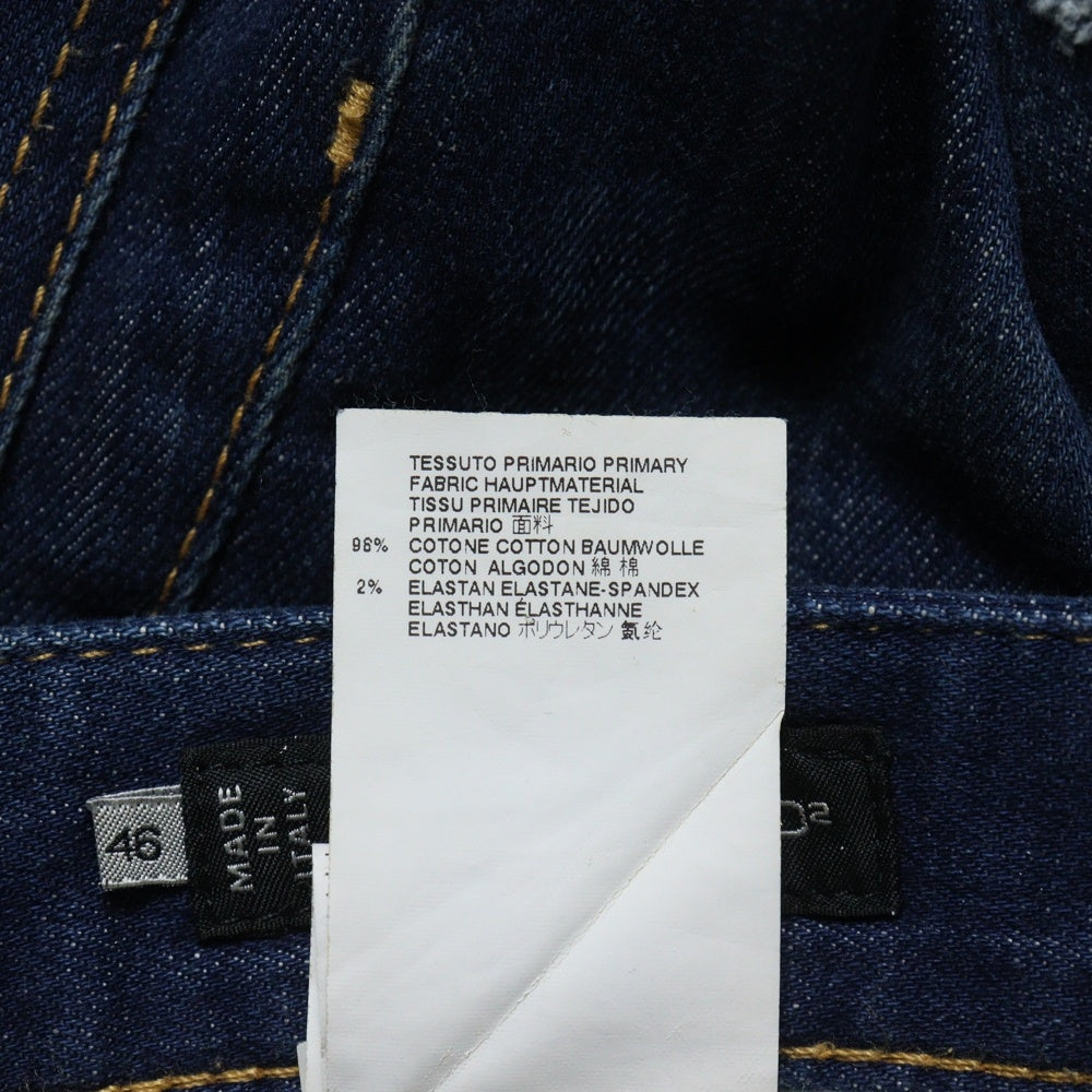 DSQUARED2(ディースクエアード) 14SS ボタンフライ ペイント加工 ストレートデニムパンツ ジーンズ インディゴ S74LA0595