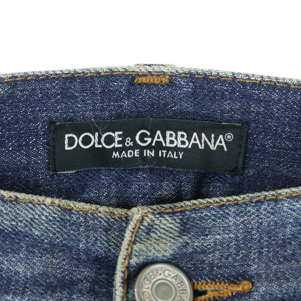 DOLCE & GABBANA(ドルチェアンドガッバーナ) ダメージ加工 ストレートデニムパンツ ジーンズ インディゴ GZN9CD