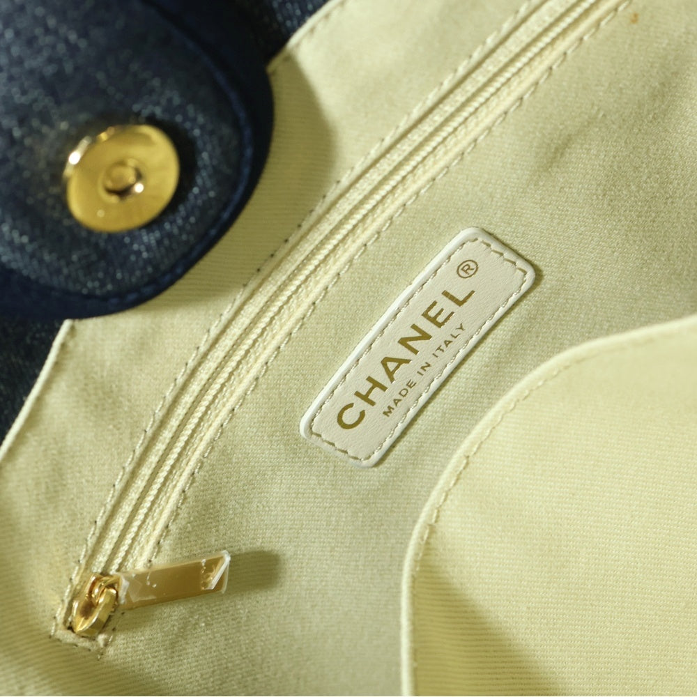 CHANEL(シャネル) ドーヴィル PM デニムハンドトートバッグ インディゴ A66939