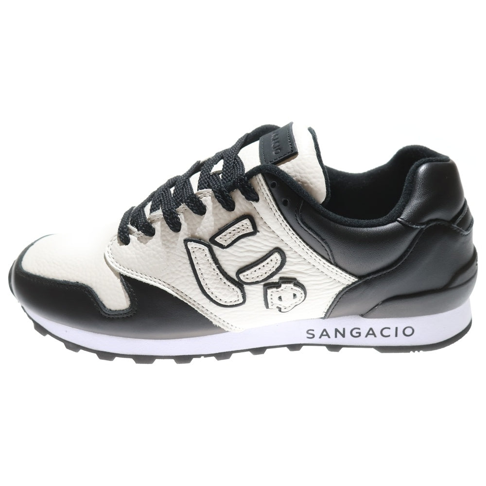 Sangacio(サンガッチョ) にゅ ロゴ入りレザーローカットスニーカー ホワイト/ブラック US9/27cm