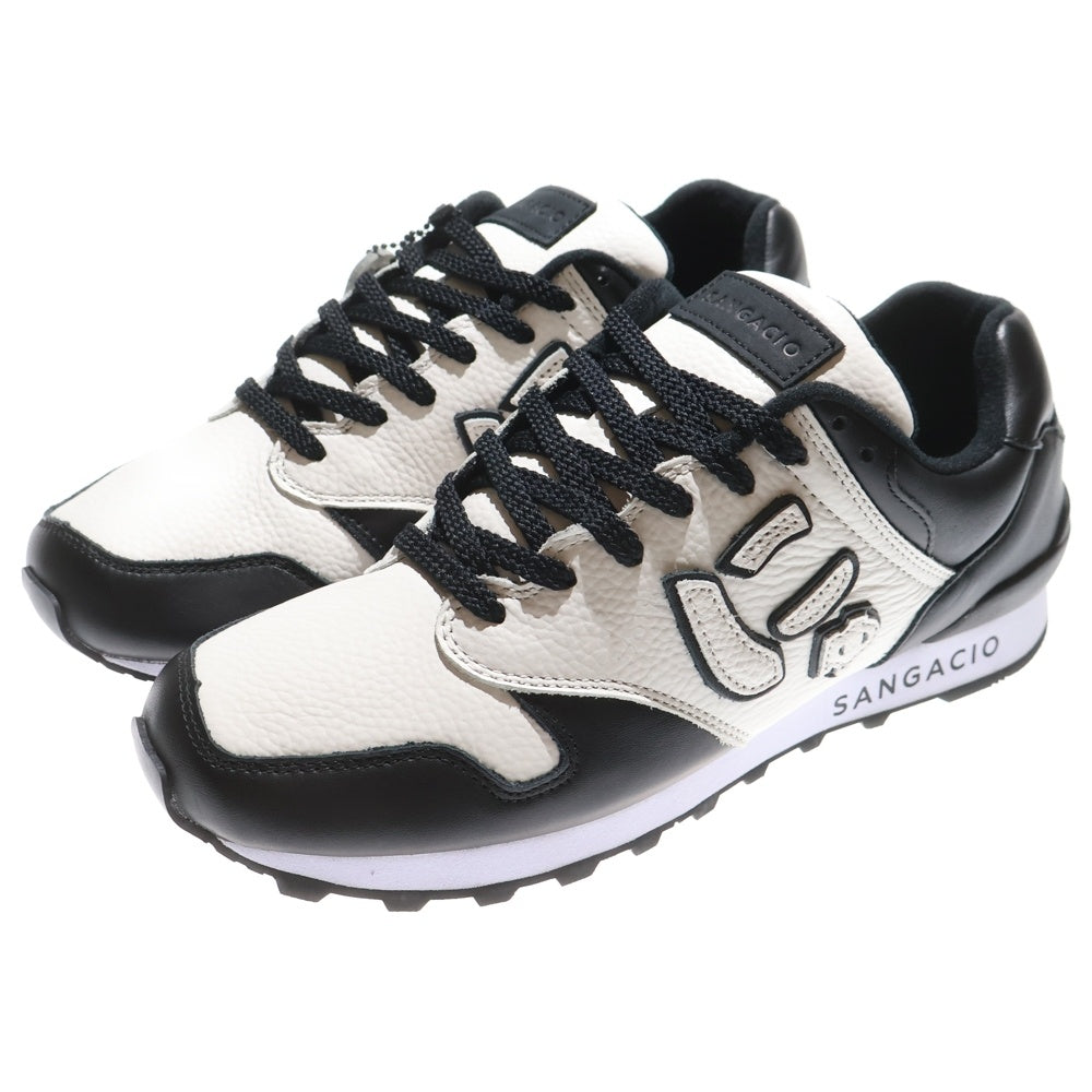 Sangacio(サンガッチョ) にゅ ロゴ入りレザーローカットスニーカー ホワイト/ブラック US9/27cm