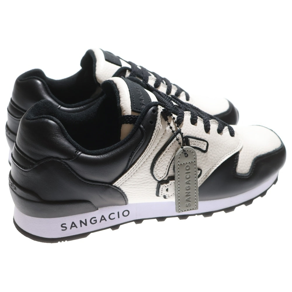 Sangacio(サンガッチョ) にゅ ロゴ入りレザーローカットスニーカー ホワイト/ブラック US9/27cm