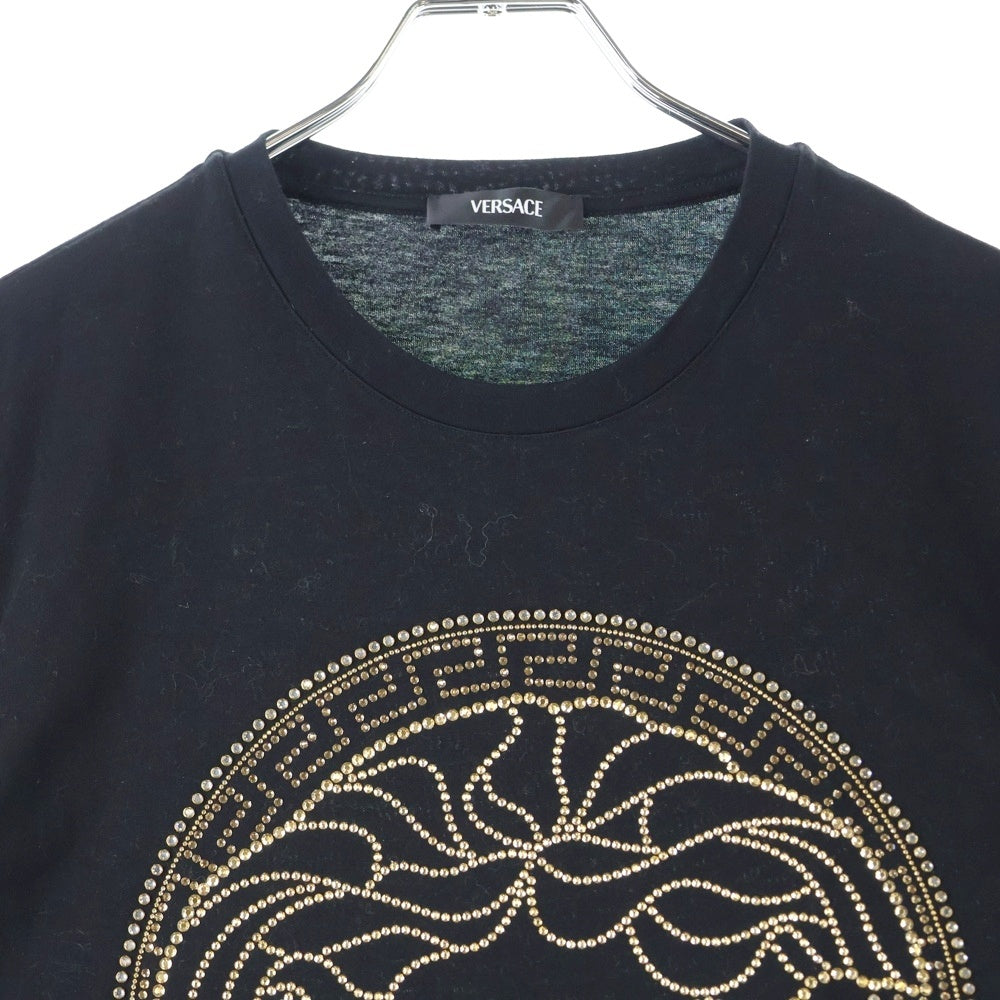 VERSACE(ヴェルサーチ) クリスタル メドゥーサ クルーネック半袖Tシャツカットソー ブラック 1013944 1A08491