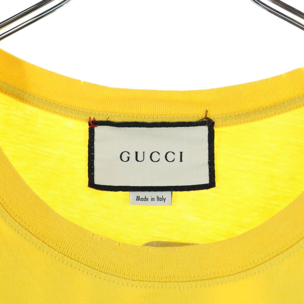 GUCCI(グッチ) CHIME FOR CHANGE 両面プリント クルーネック半袖Tシャツカットソー イエロー 493117 XJCCS