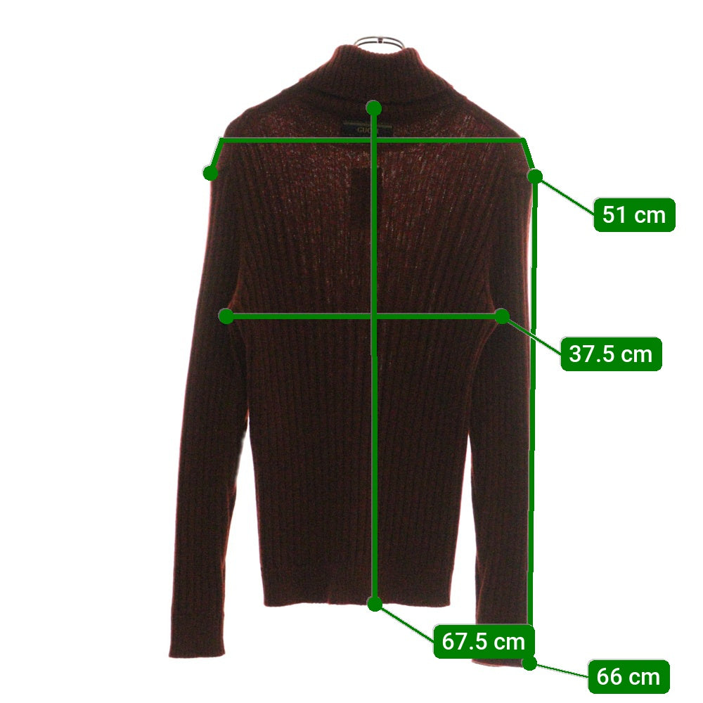 GUCCI(グッチ) リブ編み タートルネック 長袖ニットセーター ブラウン 626086 XKBE7