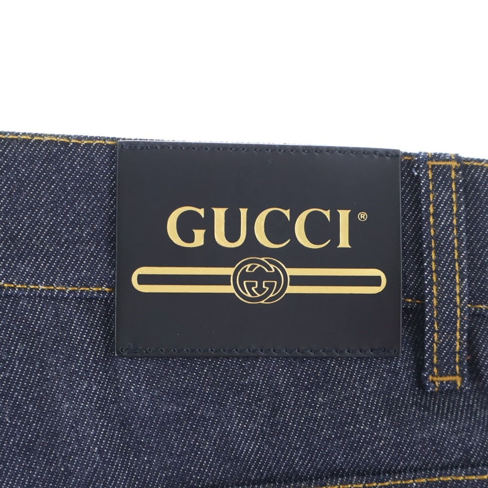 GUCCI(グッチ) GGパターン 折り返し付き ジップフライ ストレートデニムパンツ インディゴ 700949 XDB1Z