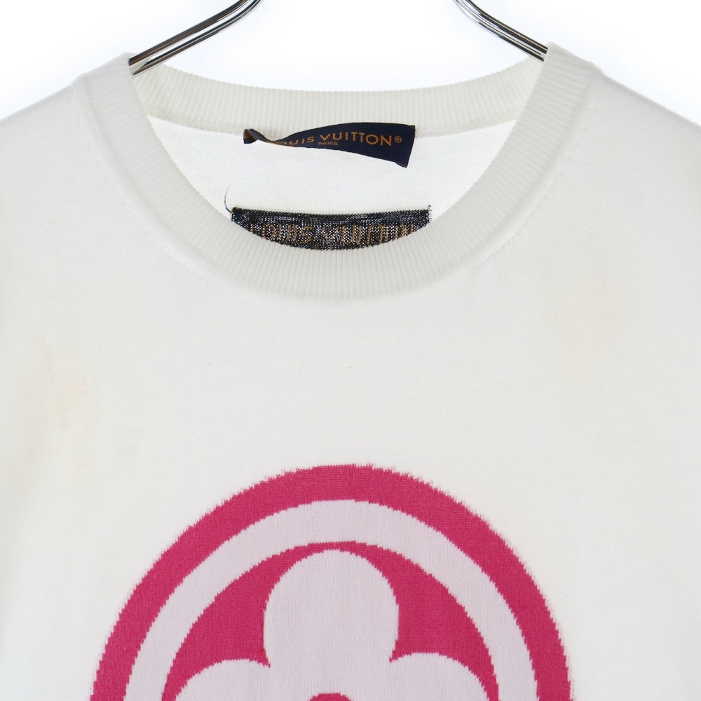 LOUIS VUITTON(ルイヴィトン) 23AW フロントロゴデザイン クルーネック半袖Tシャツカットソー ホワイト/ピンク RM232M HA0 HPN30W