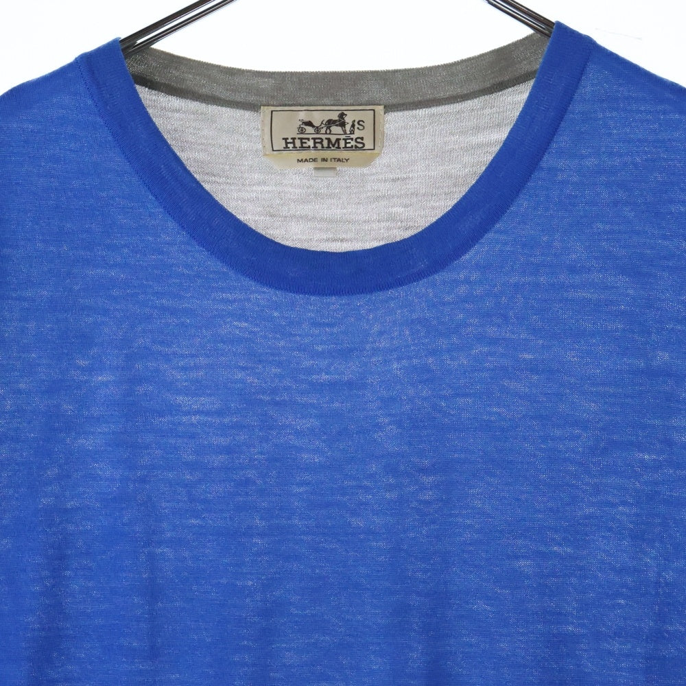 HERMES(エルメス) ツートンカラー クルーネック半袖Tシャツカットソー ブルー/グレー 61-5712