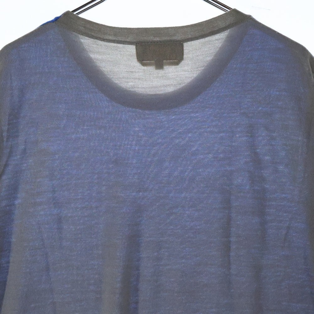 HERMES(エルメス) ツートンカラー クルーネック半袖Tシャツカットソー ブルー/グレー 61-5712