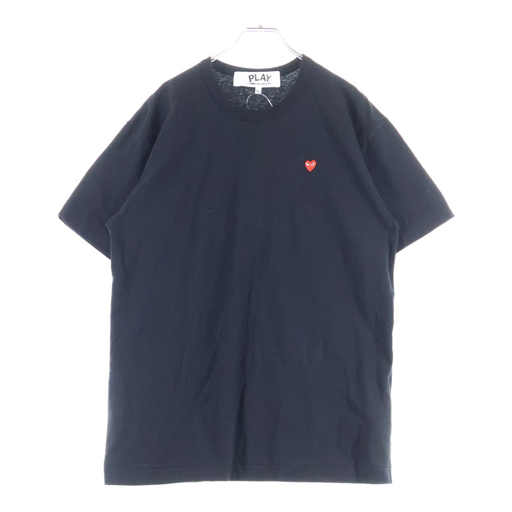 PLAY COMME des GARCONS(プレイコムデギャルソン) レッドハート ロゴ刺繍 クルーネック半袖Tシャツカットソー ブラック AZ-T304