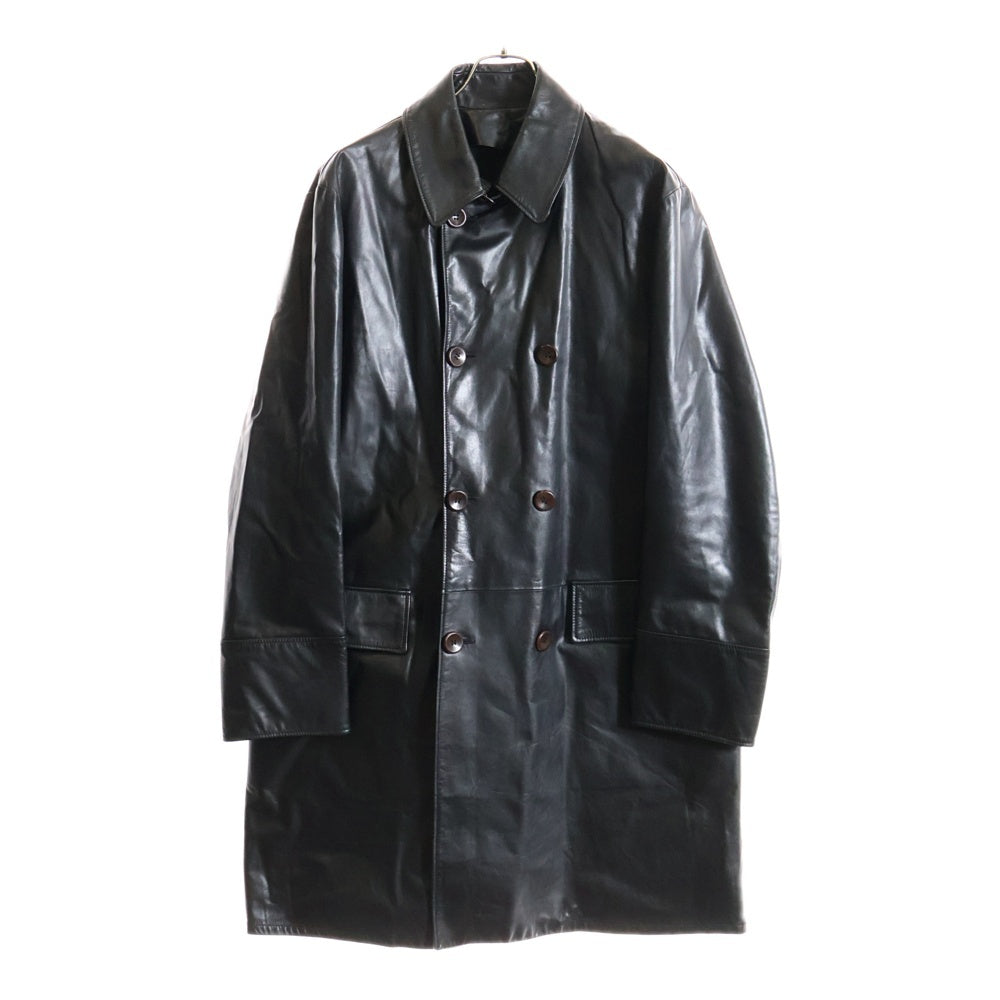 BOTTEGA VENETA(ボッテガヴェネタ) レザーロングコートジャケット made in italy ブラック