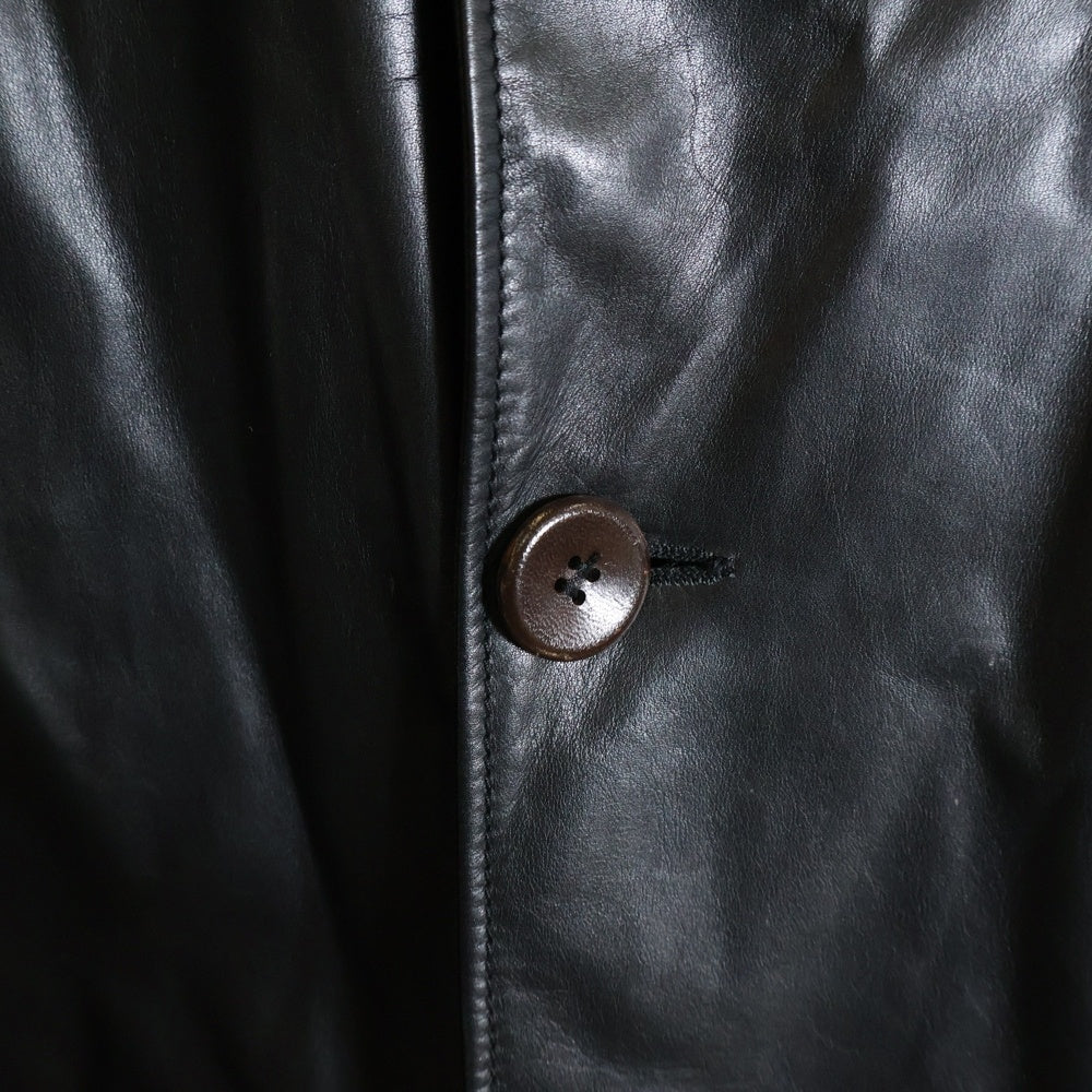 BOTTEGA VENETA(ボッテガヴェネタ) レザーロングコートジャケット made in italy ブラック