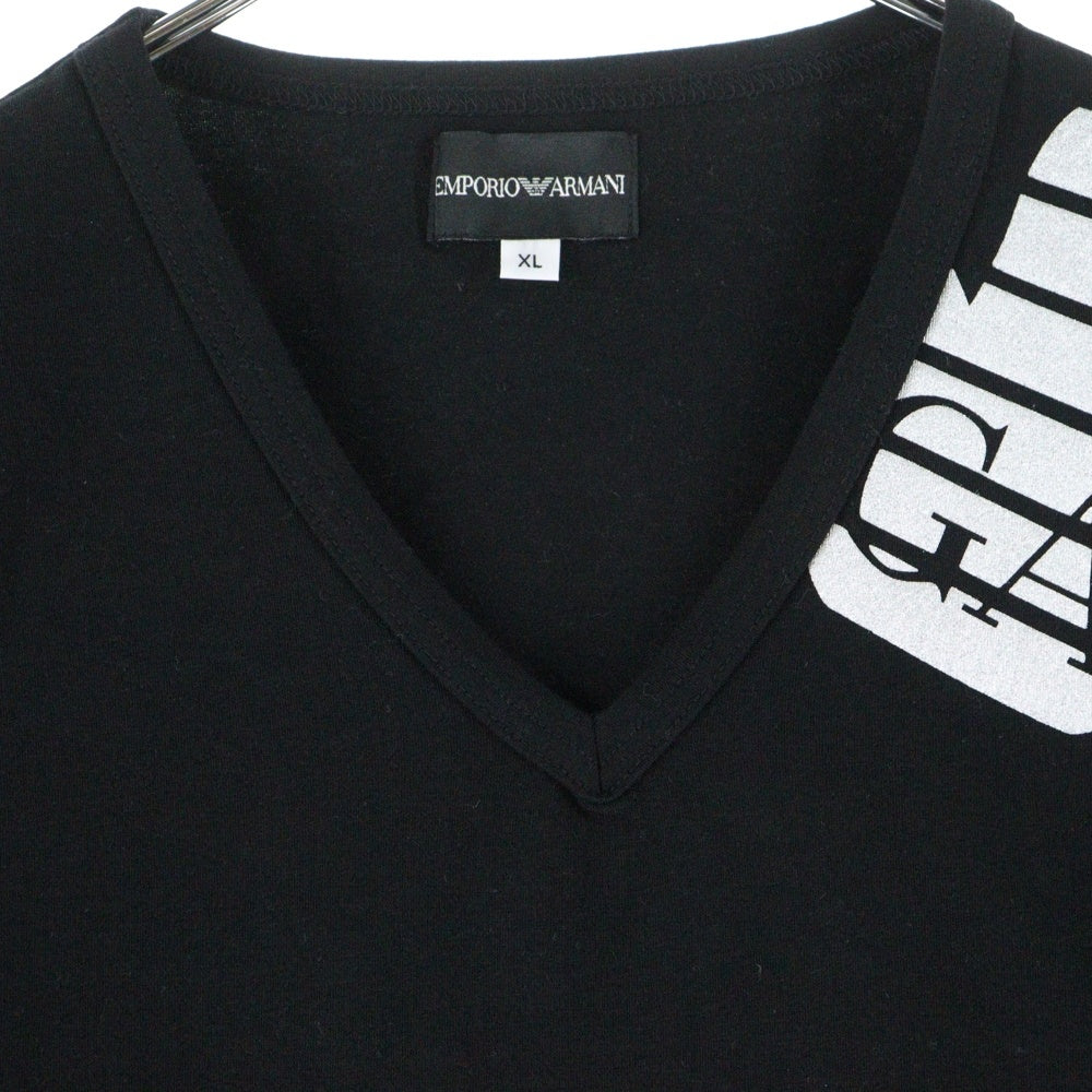 EMPORIO ARMANI(エンポリオアルマーニ) アームロゴ Vネック半袖Tシャツカットソー ブラック