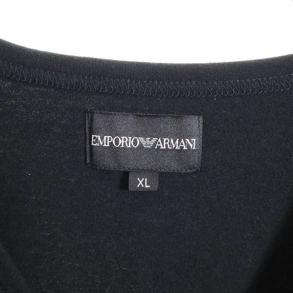 EMPORIO ARMANI(エンポリオアルマーニ) 両面ロゴプリント Vネック半袖Tシャツカットソー ブラック