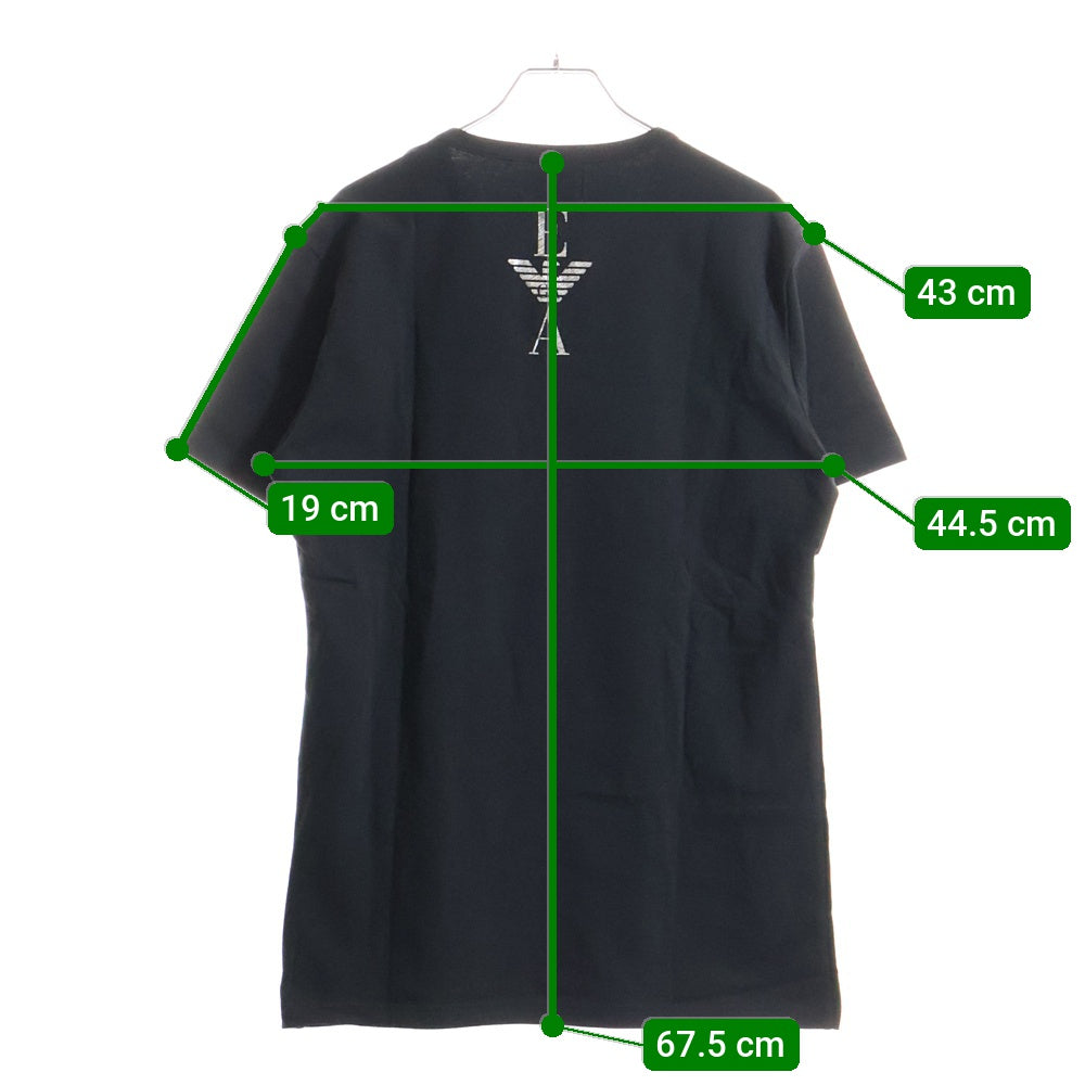 EMPORIO ARMANI(エンポリオアルマーニ) バックラメプリント Vネック半袖Tシャツカットソー ブラック