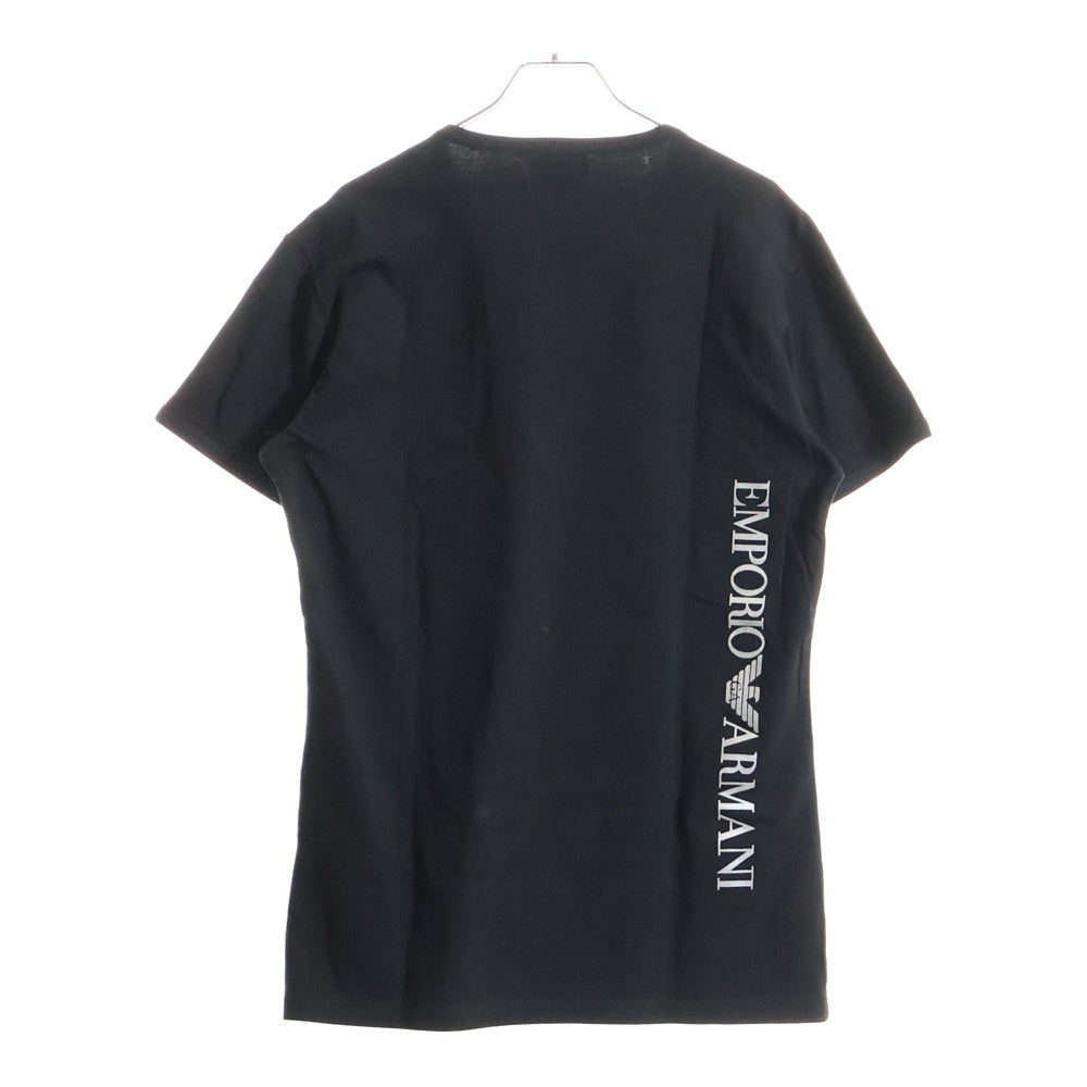 EMPORIO ARMANI(エンポリオアルマーニ) フロントロゴプリント Vネック半袖Tシャツカットソー ブラック
