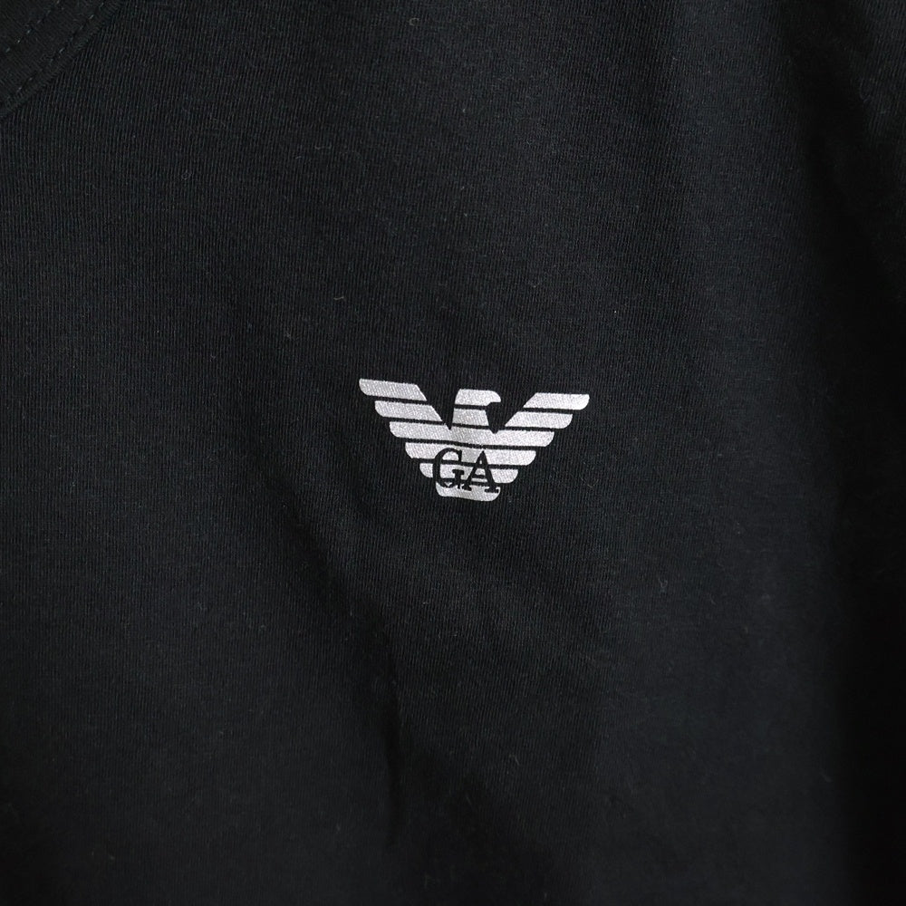 EMPORIO ARMANI(エンポリオアルマーニ) フロントロゴプリント Vネック半袖Tシャツカットソー ブラック