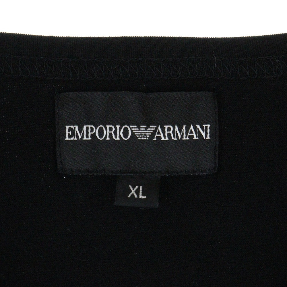 EMPORIO ARMANI(エンポリオアルマーニ) フロントロゴプリント Vネック半袖Tシャツカットソー ブラック