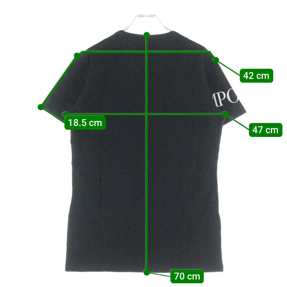 EMPORIO ARMANI(エンポリオアルマーニ) ライトスリーブラメロゴプリント Vネック半袖Tシャツカットソー ブラック