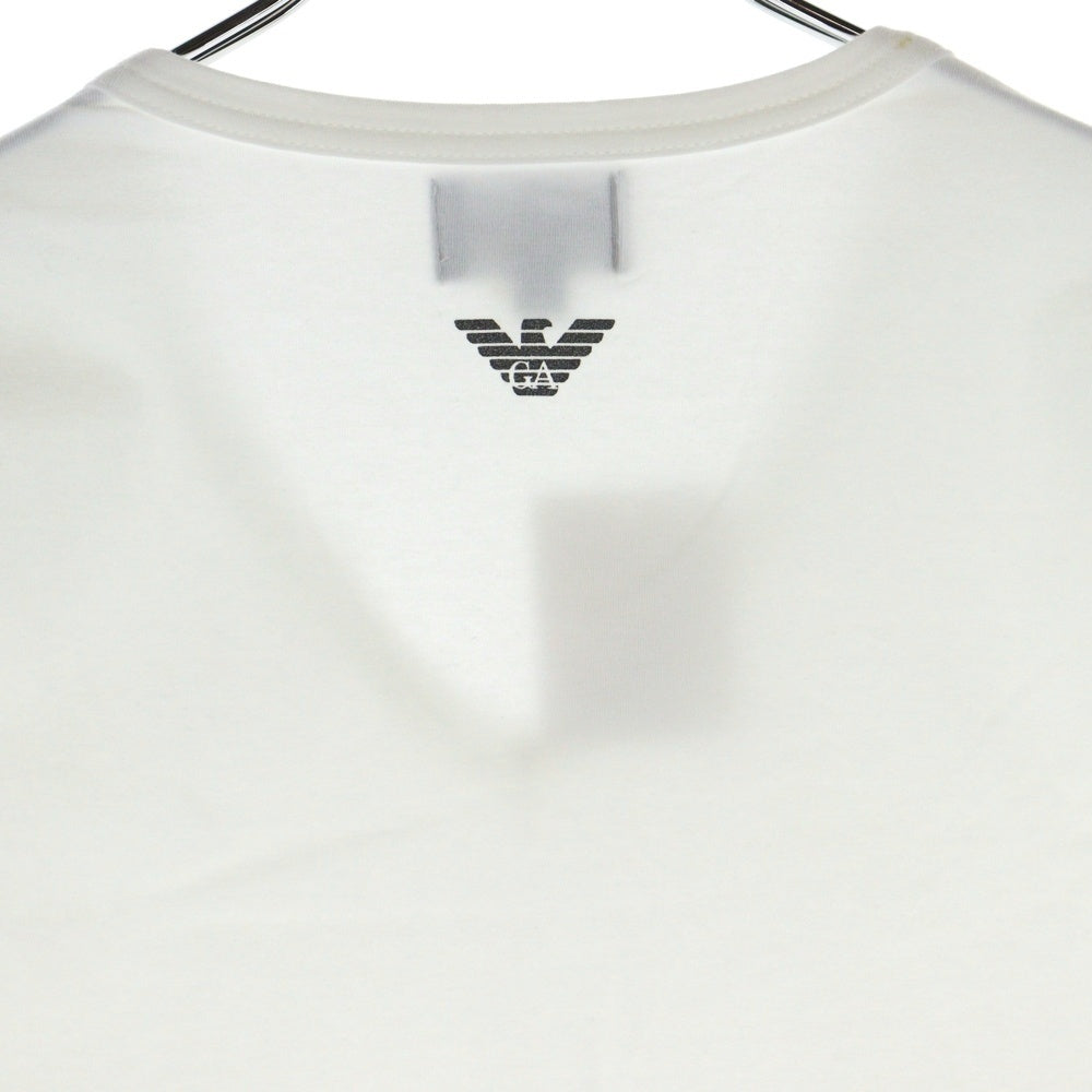 EMPORIO ARMANI(エンポリオアルマーニ) アーム刺繍ロゴ Vネック半袖Tシャツカットソー ホワイト