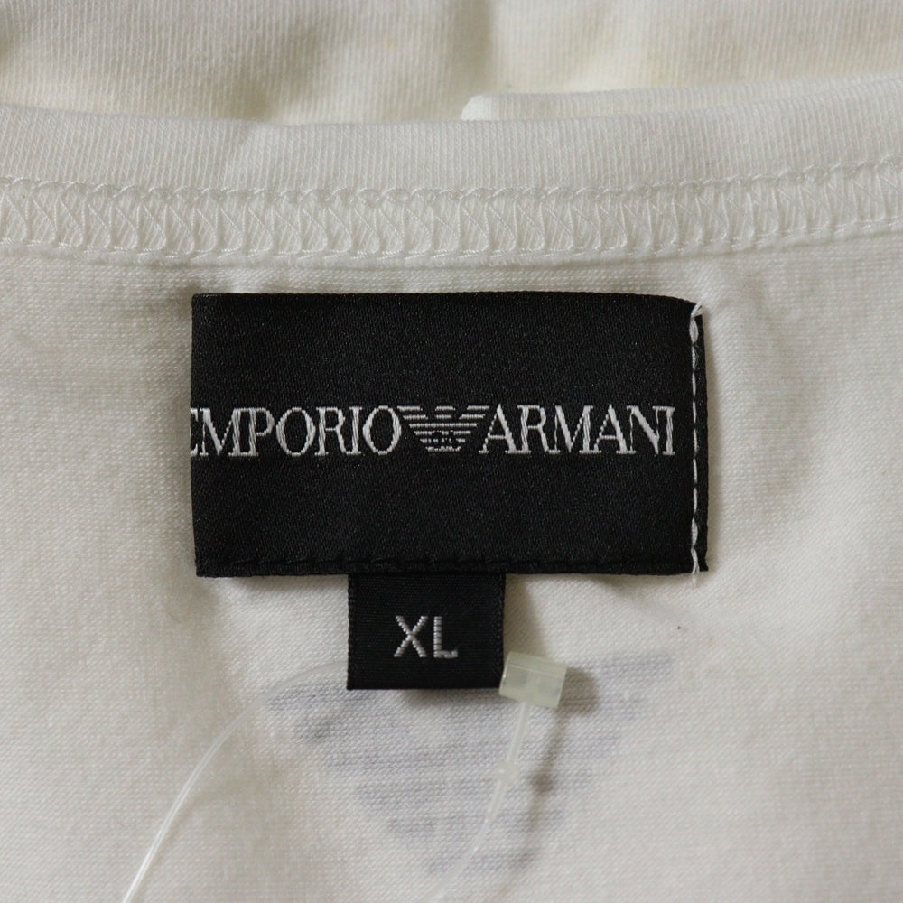 EMPORIO ARMANI(エンポリオアルマーニ) アーム刺繍ロゴ Vネック半袖Tシャツカットソー ホワイト