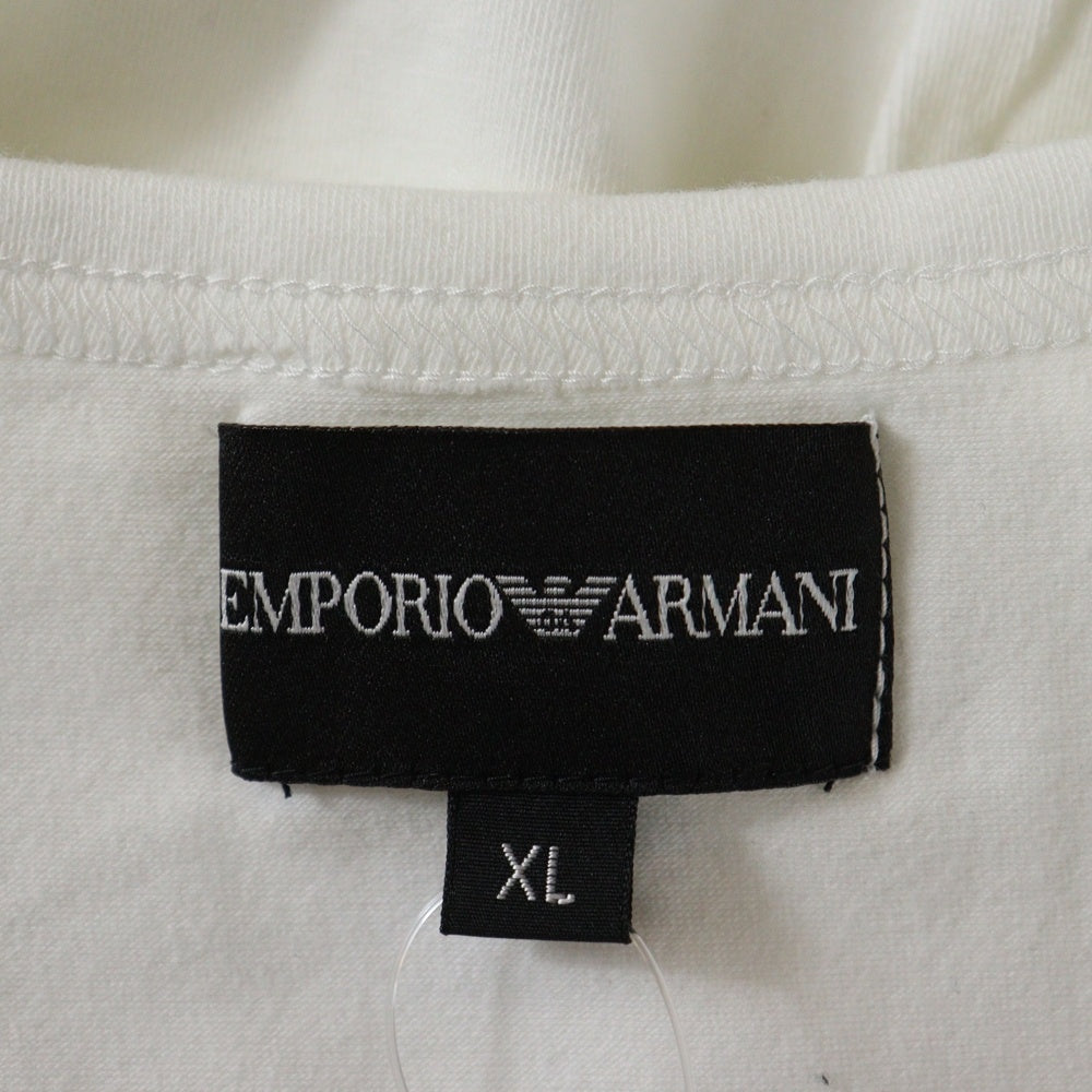 EMPORIO ARMANI(エンポリオアルマーニ) フロントロゴプリント Vネック半袖Tシャツカットソー ホワイト