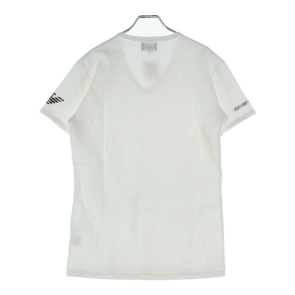 EMPORIO ARMANI(エンポリオアルマーニ) アームロゴプリント Vネック半袖Tシャツカットソー ホワイト