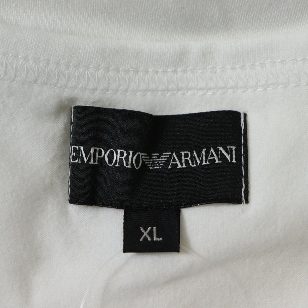 EMPORIO ARMANI(エンポリオアルマーニ) バックロゴプリント アームポケット Vネック半袖Tシャツカットソー ホワイト