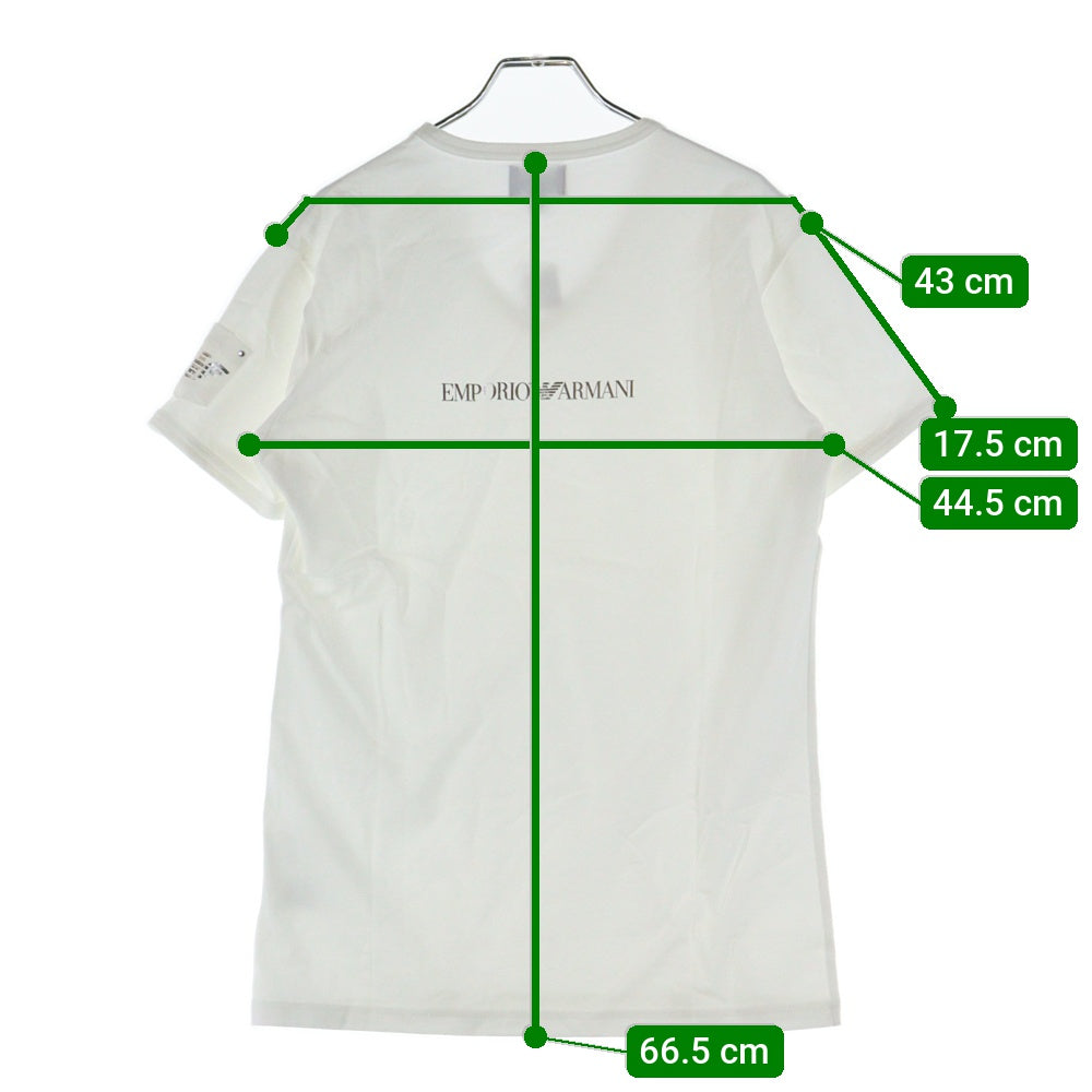 EMPORIO ARMANI(エンポリオアルマーニ) バックロゴプリント アームポケット Vネック半袖Tシャツカットソー ホワイト