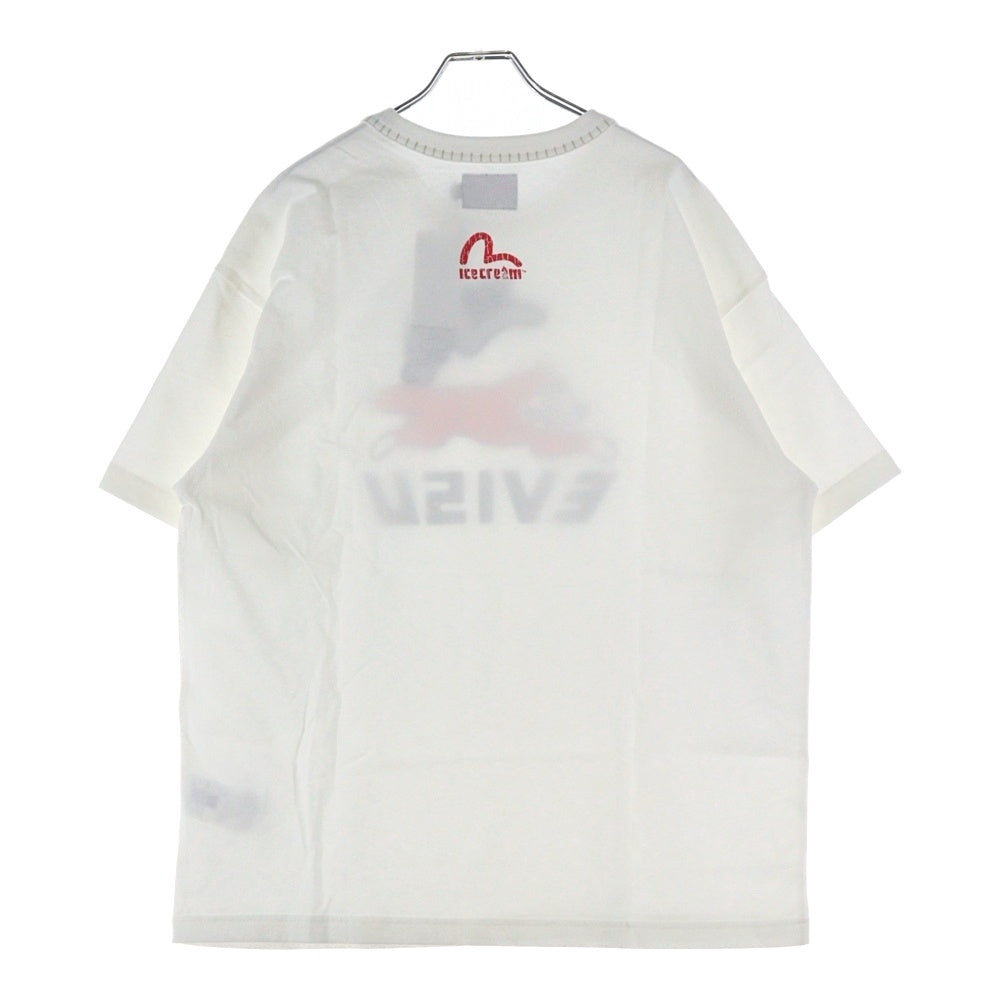 EVISU(エビス) ×ICECREAM 両面プリント クルーネック半袖Tシャツカットソー ホワイト 2EAICM5TS7023RXCT