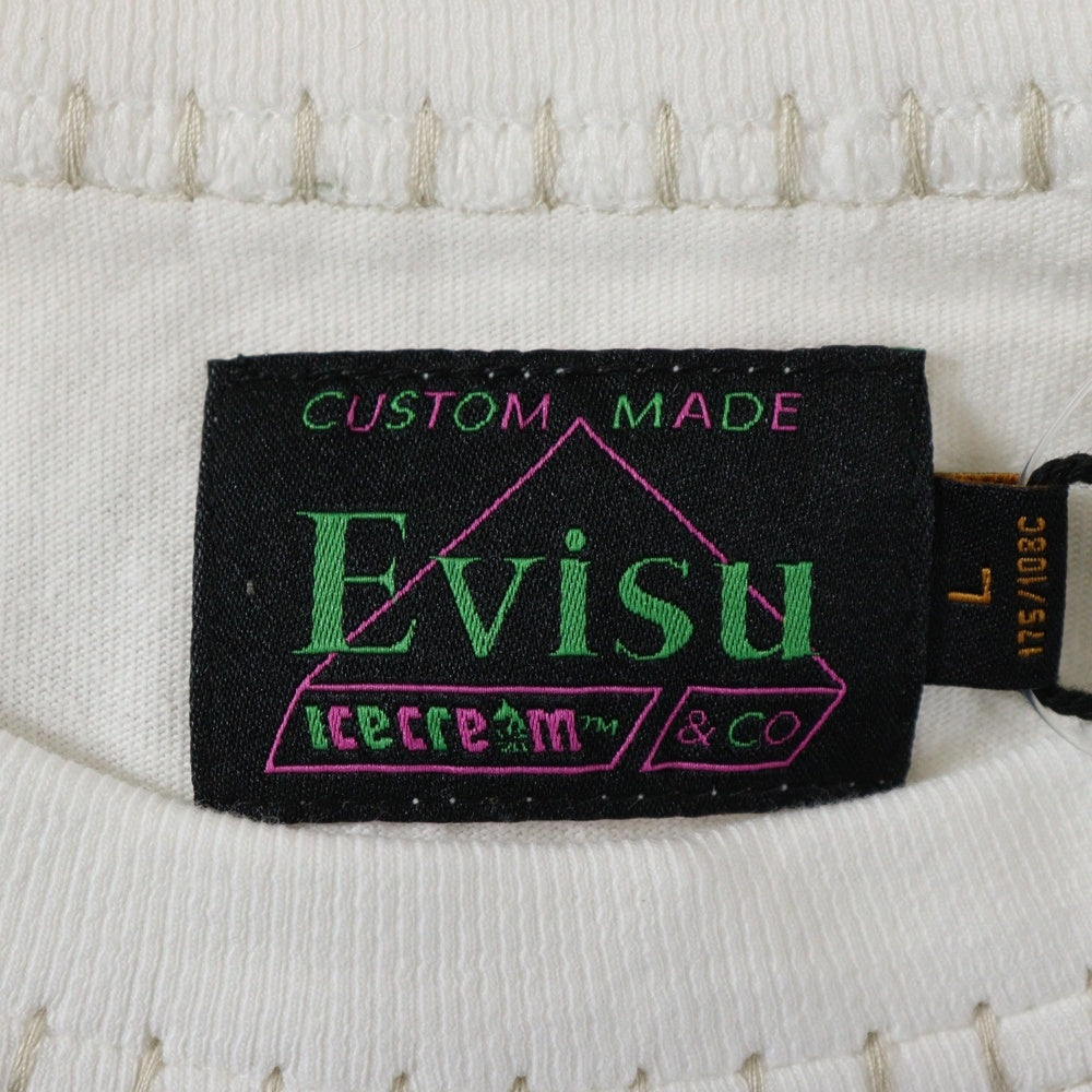 EVISU(エビス) ×ICECREAM 両面プリント クルーネック半袖Tシャツカットソー ホワイト 2EAICM5TS7023RXCT