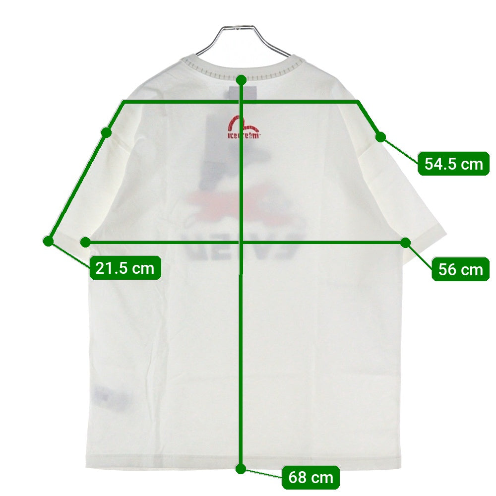 EVISU(エビス) ×ICECREAM 両面プリント クルーネック半袖Tシャツカットソー ホワイト 2EAICM5TS7023RXCT